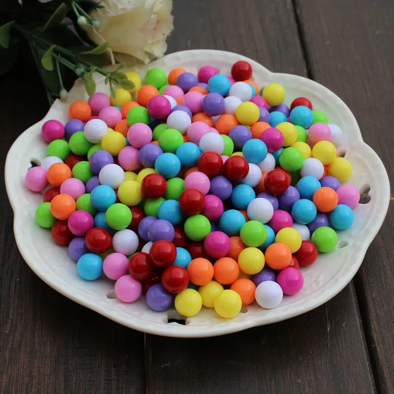 50g/250g 10mm DIY Non Porous Solid Acrylic Solid Dispersion Beads Candy Colored Beads Children's Handmade Accessories Material