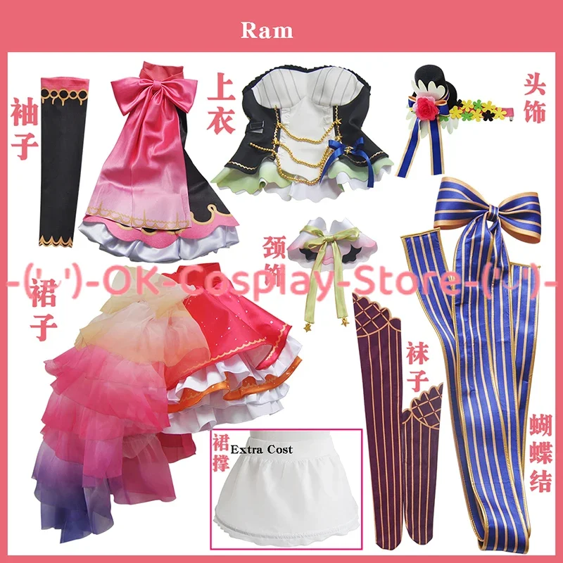 ¡Anime! Re:Life in a different world from zero Ram Rem Idol Lolita vestido para mujer, traje de fantasía para Halloween, Carnaval, disfraz de Cosplay