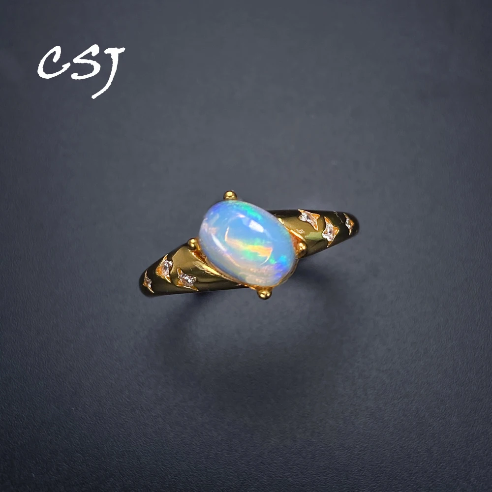 Good Quanlity Natural Opal Rings 925 Sterling Silver Gemstone Ov6*8mm Hand Made Jewelry for Women Lady Party Wedding Gift