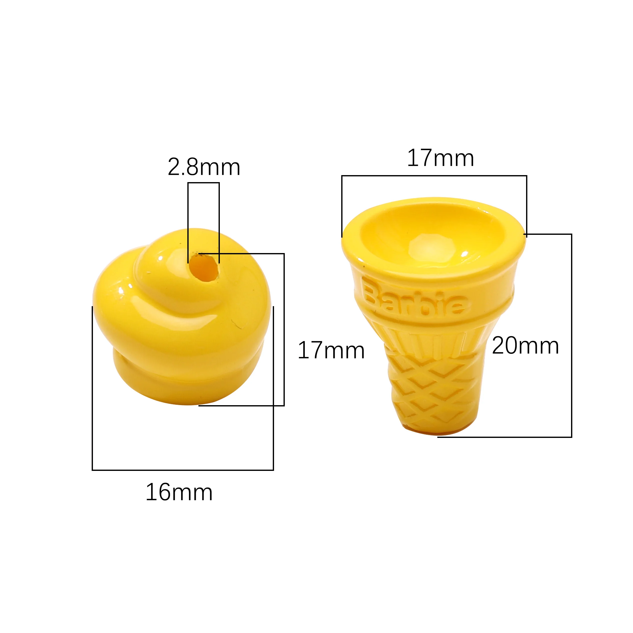 2 قطعة الخرز الخبز الطلاء الآيس كريم الملونة الحلوى الديكور فاصل فضفاض الخرز الكرة لصنع المجوهرات DIY بها بنفسك المفاتيح اكسسوارات