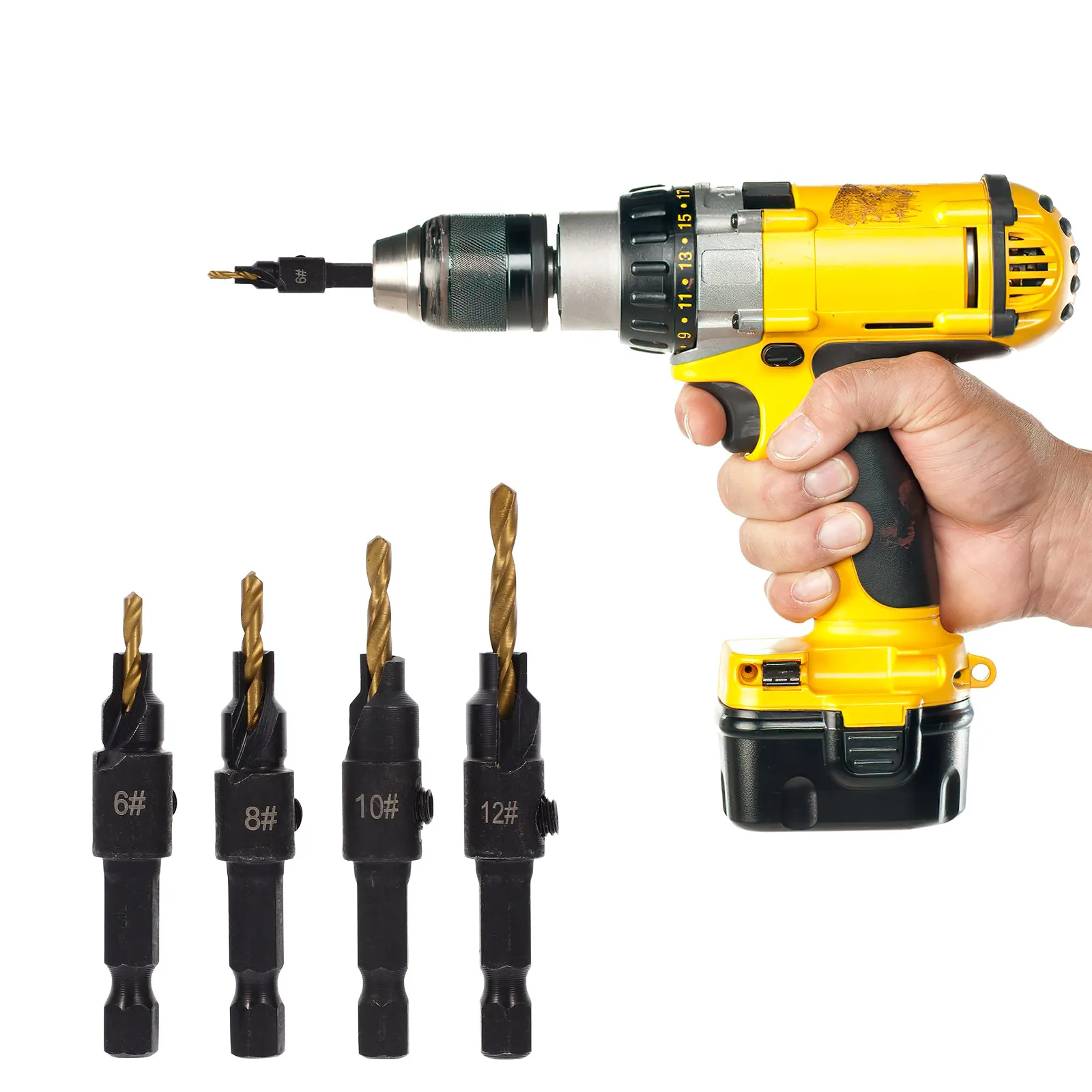 1Set Wood Splitter Drill Bit Set for Woodworking High Hardness Heat-Treated Coating Reduces Friction Efficient Log Splitting and