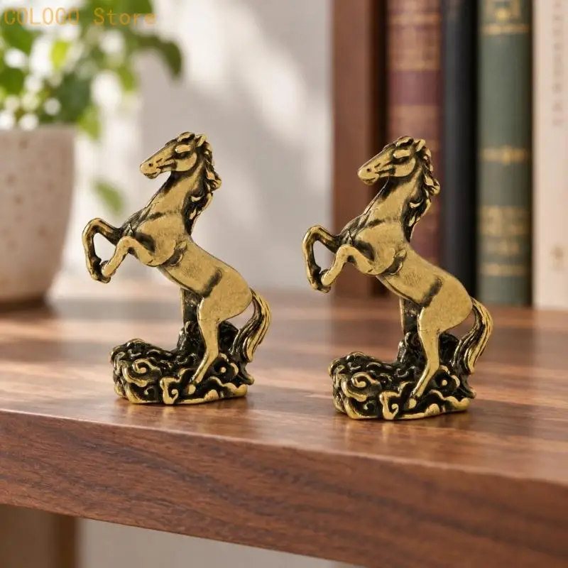 Chinese Brasses Horse Sculpture for Study, Shelf, and Desktop Display Decors D0LD