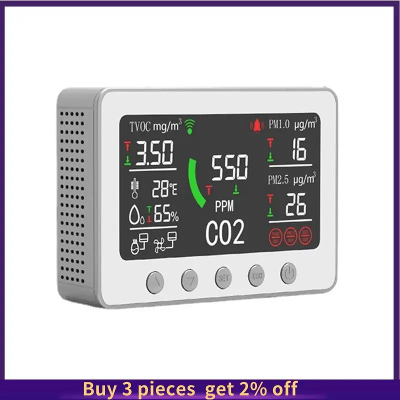 

Multifunctional Indoor Air Quality Detector Carbon Monoxide Detector Wifi Control Wall Mount Home Office US Plug