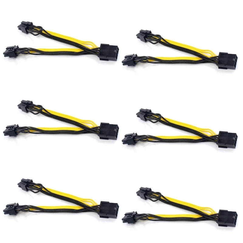 6X EPS CPU 8Pin To 2-Port Pcie Dual PCI-E 6+2Pin Y Splitter Miner GPU Graphics Card Power Supply Cable Cord 18AWG 20CM