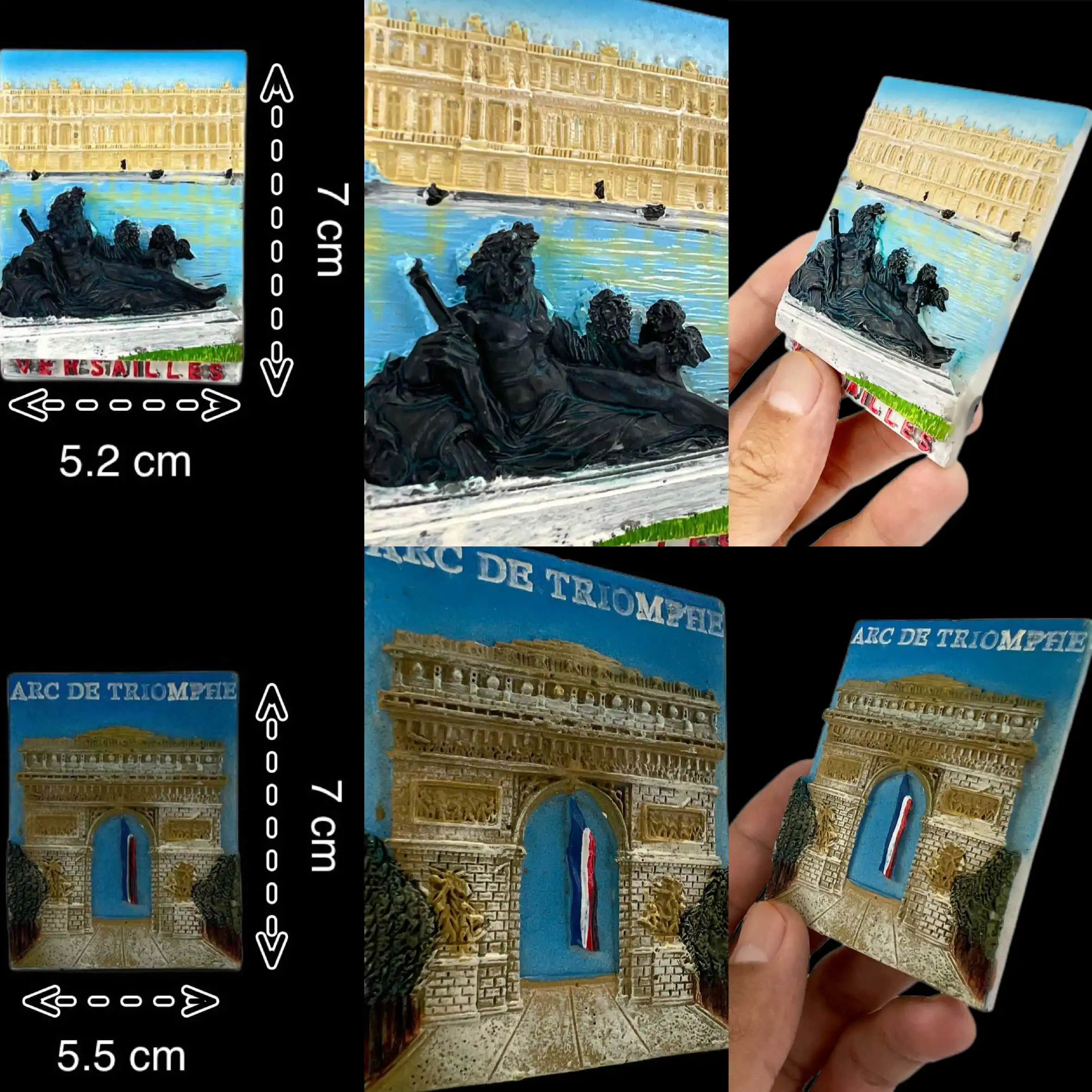 French Fridge Magnets Paris Arc De Triomphe, Notre Dame De Paris, Versailles, Louvre Tourist Souvenirs 3D Resin Gifts