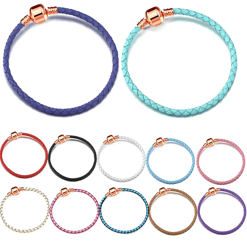 Fashion Rose Gold Buckle Light Luxury Couple Friendship Bracelet Multicolor Charm Leather Rope DIY Jewelry April Fool's Day Gift