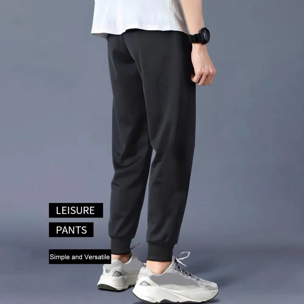 Youthful Summer Sports Pants Men's Quick Dry Sport Pants with Ankle-banded Design Side Pockets Elastic Waist for Gym Training