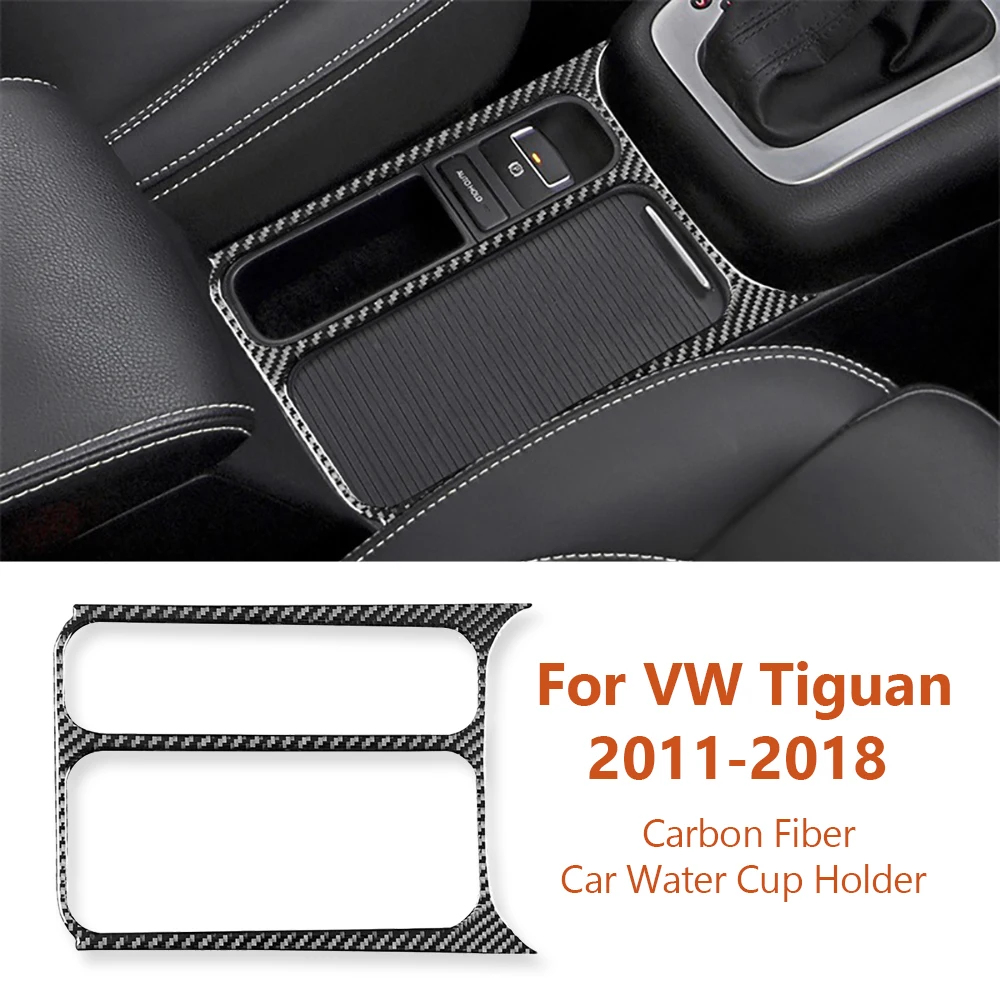 

For Volkswagen VW Tiguan 2011-2018 Carbon Fiber Car Water Cup Holder Frame Decorative Sticker Auto Interior Modify Accesorios