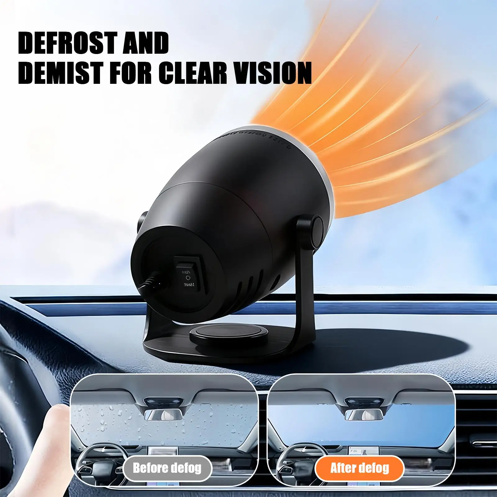 Winter Car Warmer Fan Windshield Defrost and Defogging Heaters Dual-Purpose Heating and Cooling for Automotive Truck Rv