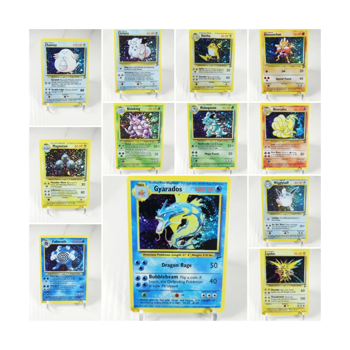 

PKM Single Cards Raichu /Clefairy/Hitmonchan /Zapdos/Ninetales /Poliwrath (Base Set 2 B2 16) Game Collection PTCG PROXY