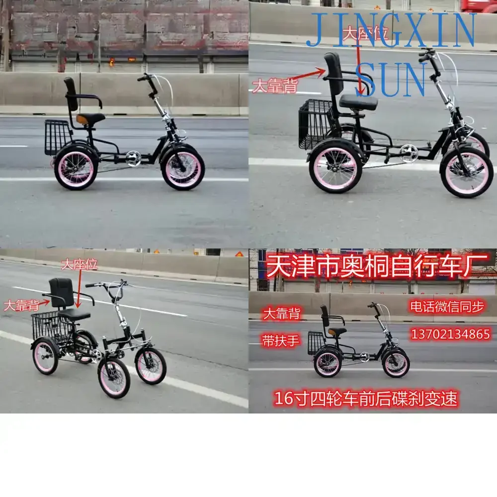 Upgrade Tricycle and Four-Wheeler for Elderly Mobility Aid for Hemiplegia Recovery Food Shopping Rickshaw Bicycle Fitness