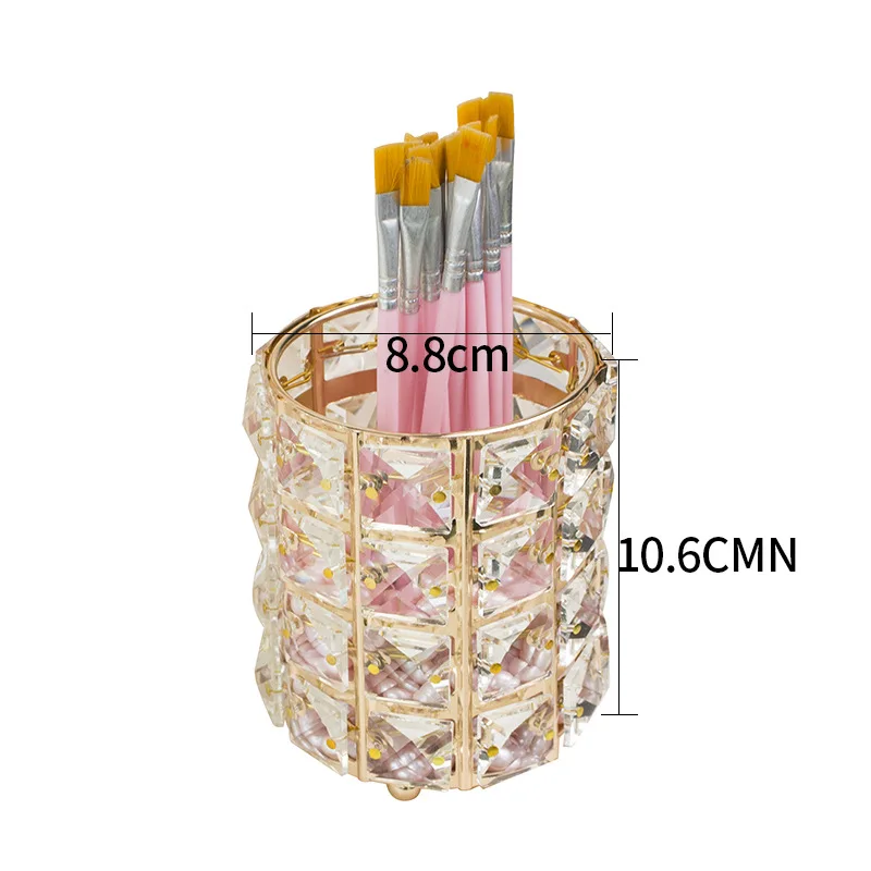 1pcs Metal Makeup Brush Storage Holder Test Tube Eyebrow Pencil Organizer Bead Crystal Jar Jewelry Diamond Cosmetic Box