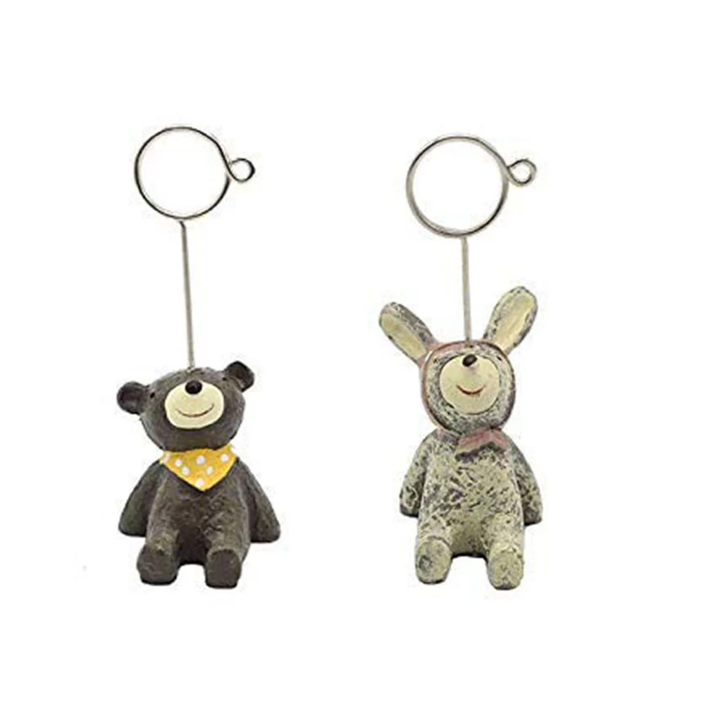 6Pcs Cute Animal Message Folder Metal Clip Desk Memo Holder for Office Restaurant Reception Decorative Tabletop Photo Display