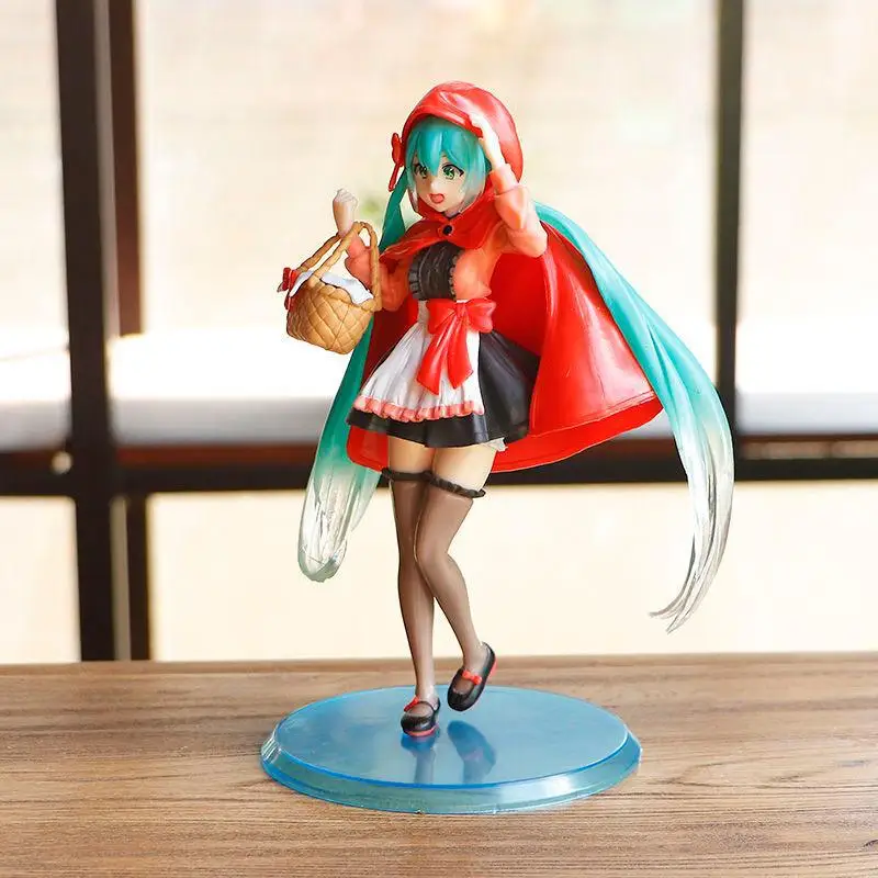 18cm Hatsune Miku Anime Action Figure Manga Statue PVC Catoon Kawaii Little Red Miku Collectible Model Toys Boxed Decoration