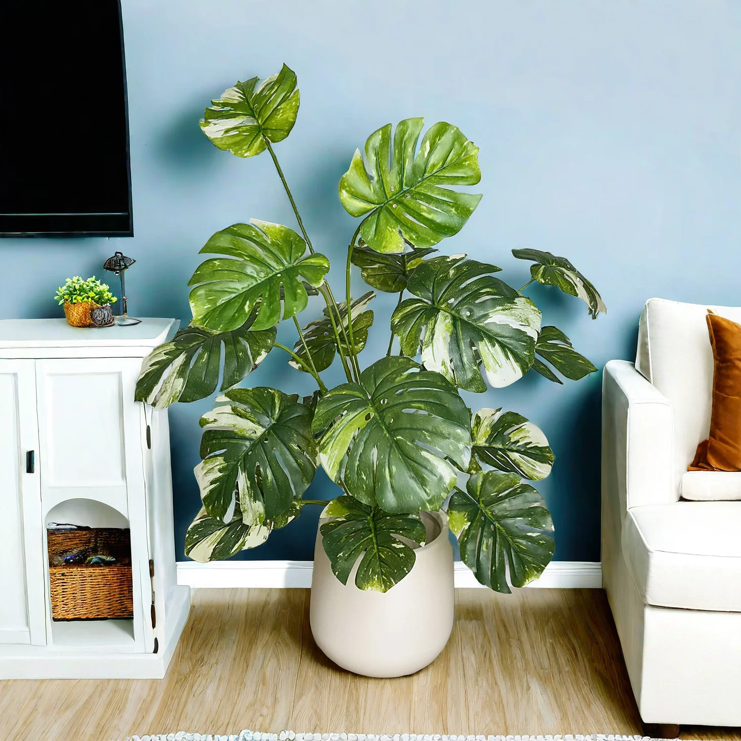 65/100cm Monstera Plant Plastic Leaf faux plant branch realistic Ornamental indoor Artificial Plant for Home Office Decor