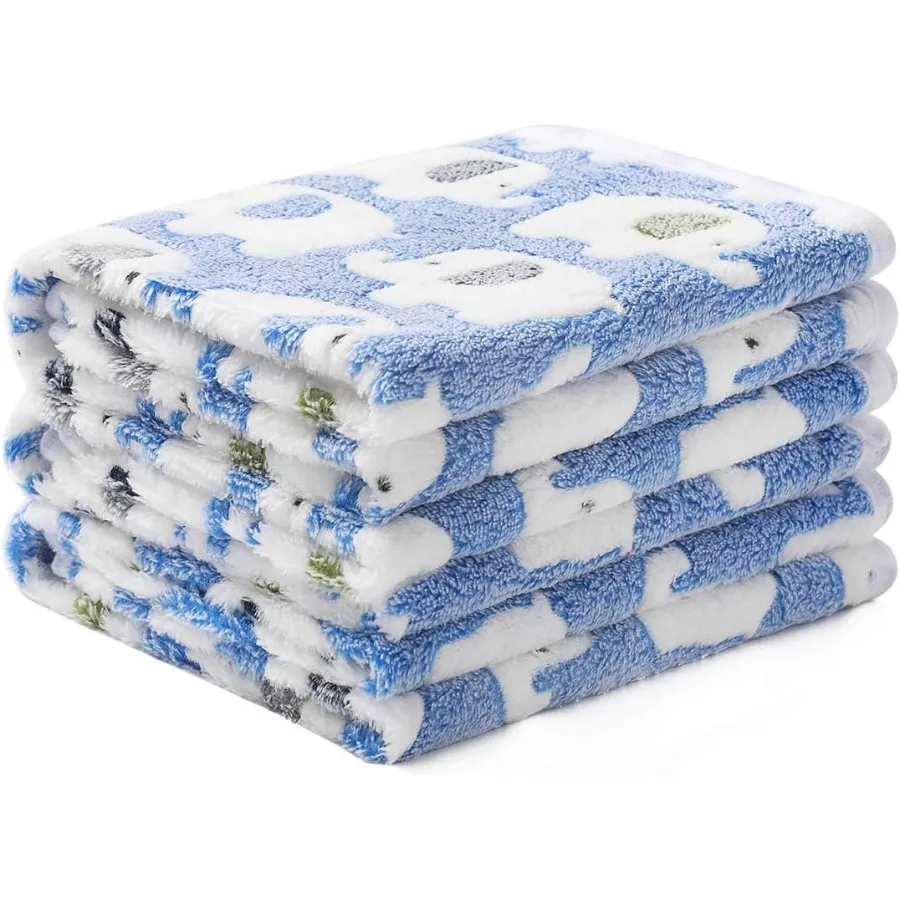 1 pacote com 3 cobertores super macios fofos premium fofo padrão de elefante cobertor para animais de estimação flanela lance para cachorro gato azul pequeno 23x16