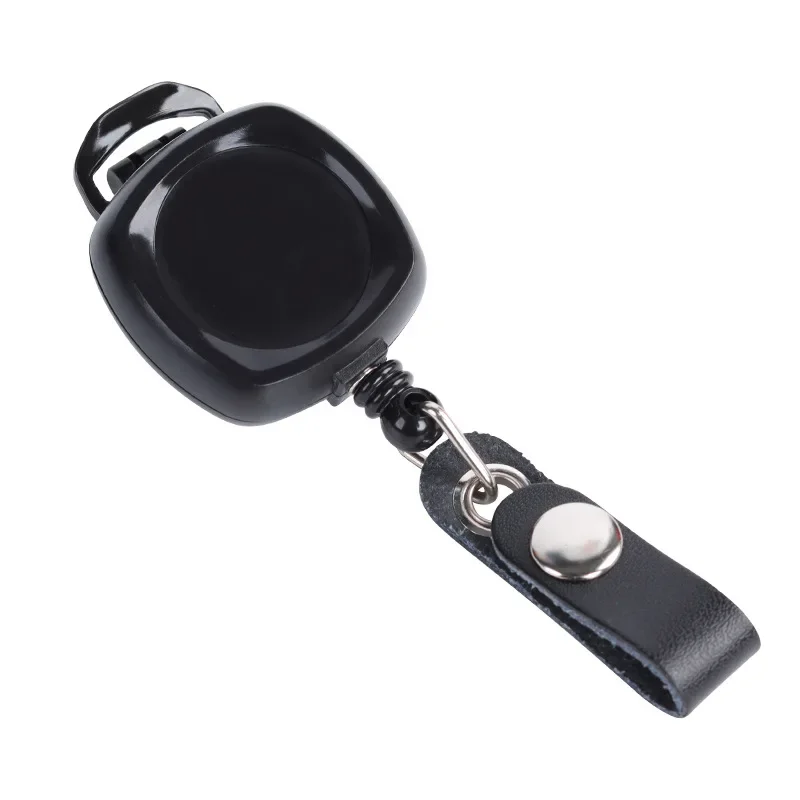 

Black Multi-purpose Card Holder Hard Plastic Retractable Badge Reel Rotatable Clip Outdoor Keychain Holder