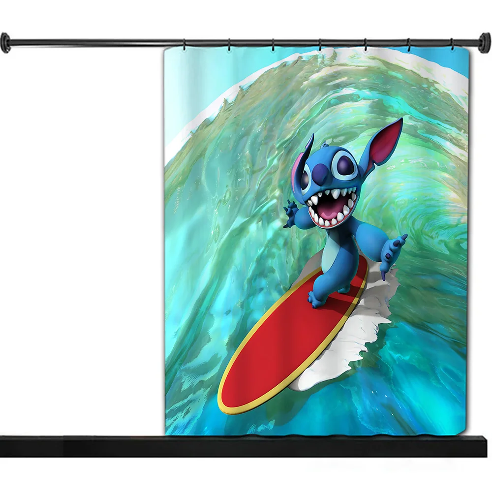 Cartoon S-Stitch Shower Curtain Waterproof Polyester Fabric Paint Colorful Bath Curtains Home Bathroom Decor Curtain With Hook