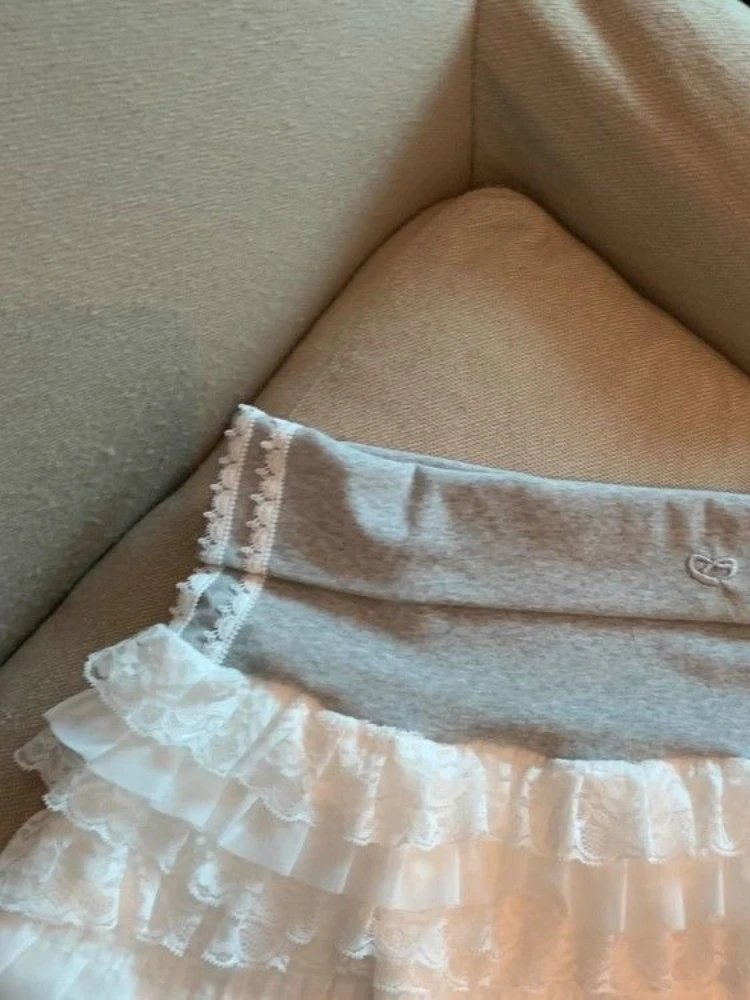 Moda coreana estilo preppy doce saia fina feminina novo design rendas retalhos kawaii saias curtas estéticas casuais roupas y2k