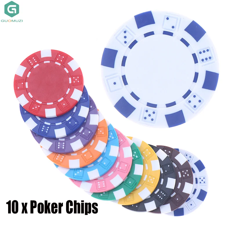 10 Pcs Texas Poker Chip Plastic Poker Chips Casino Texas Hold'em Poker Metal Coins 11.5g Chips Poker Game Chip Set Accessories