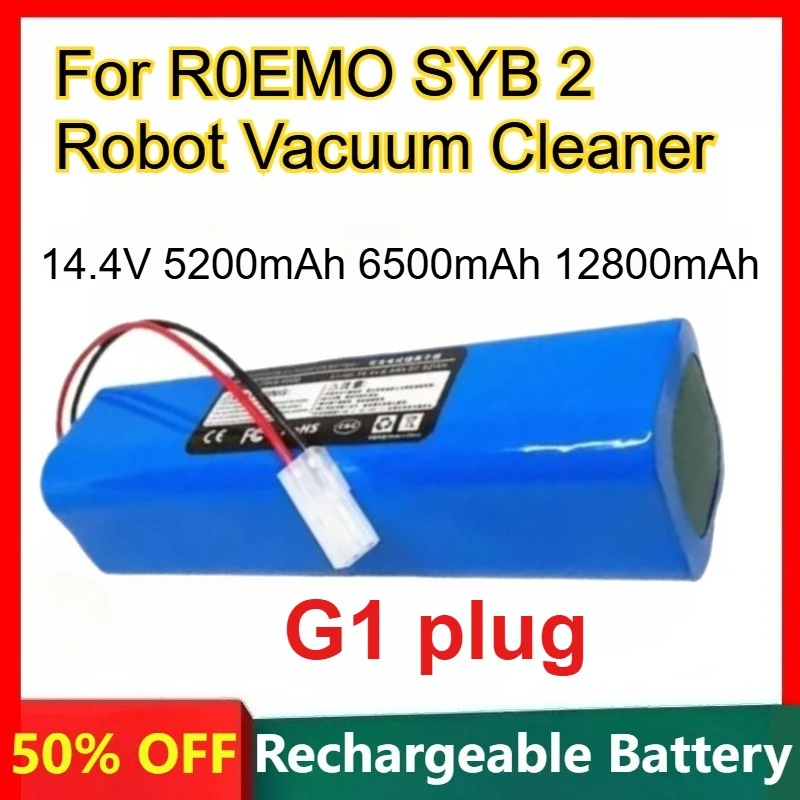 18650 Lithium-ion Battery for R0EMO SYB 2 Robot Vacuum Cleaner Rechargeable Batteries 14.4V 5200mAh 6500mAh 12800mAh