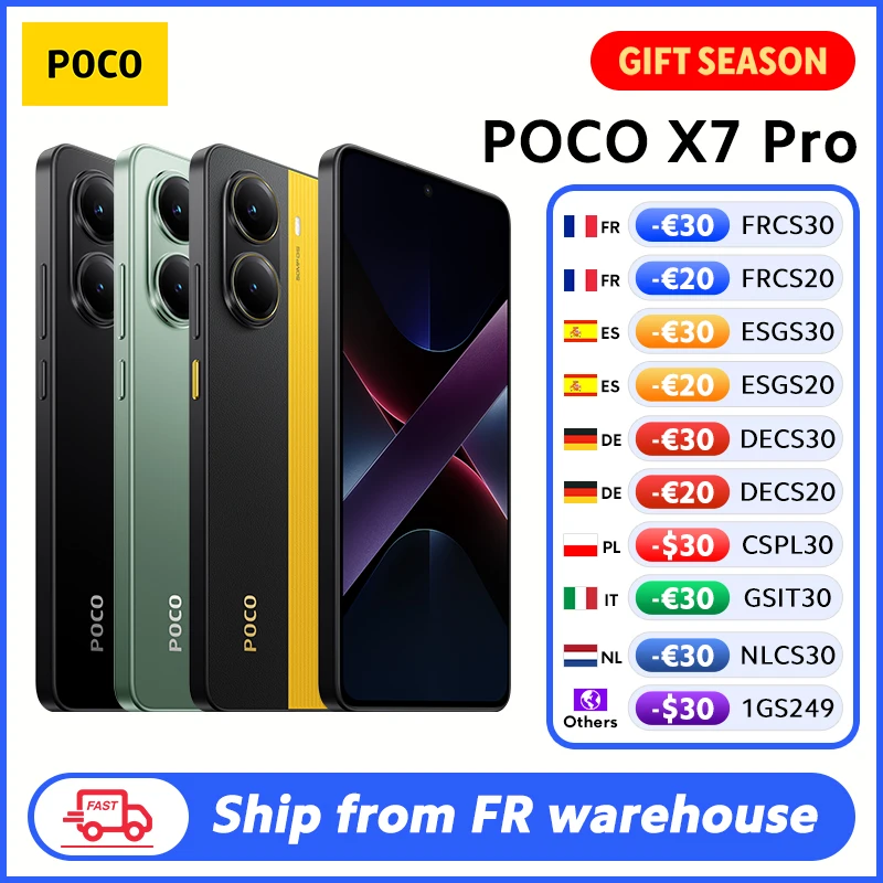 POCO X7 Pro 5G Smartphone Globale Version Abmessung 8400-Ultra 50MP Kamera 6,67" 120Hz Display 90W 6000mAh Akku NFC