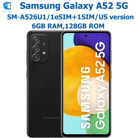Samsung Galaxy A52 5G Smartphone  6.5-inch 6GB RAM 128GB US Version 64MP Quad Camera Eight Core Snapdragon NFC4500mAh Unlocking