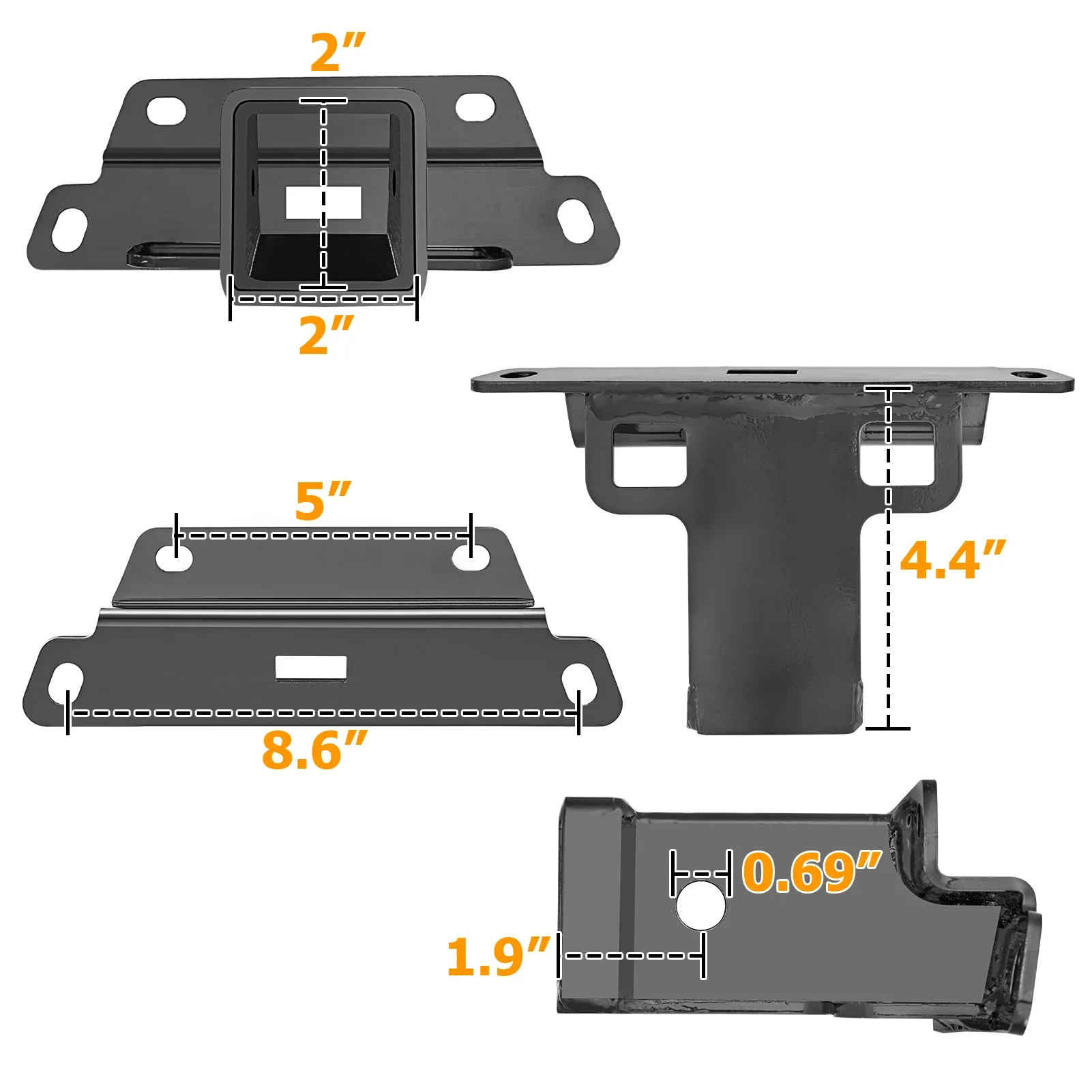 For 2020+ Kawasaki Teryx KRX 4 1000 / 1000 2023+ 2'' Rear Hitch Receiver Tow Hitch Steel Trailer Hitch UTV Accessories