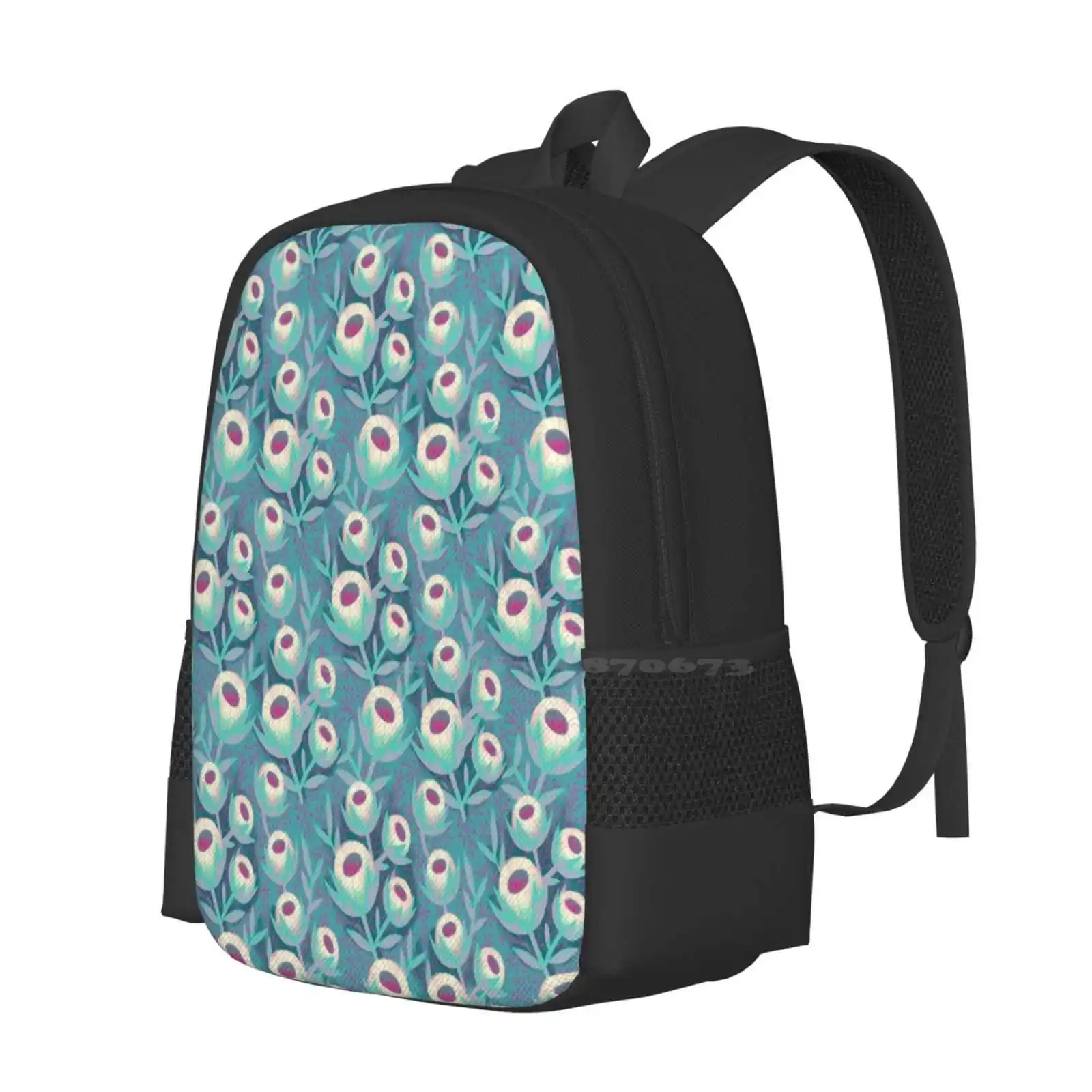 Sugar Cookie Blossoms Pattern Design Bagpack School Bags Flowers Floral Jam Cookies Sweet Sugar Cookies Pink Magenta Aqua Teal