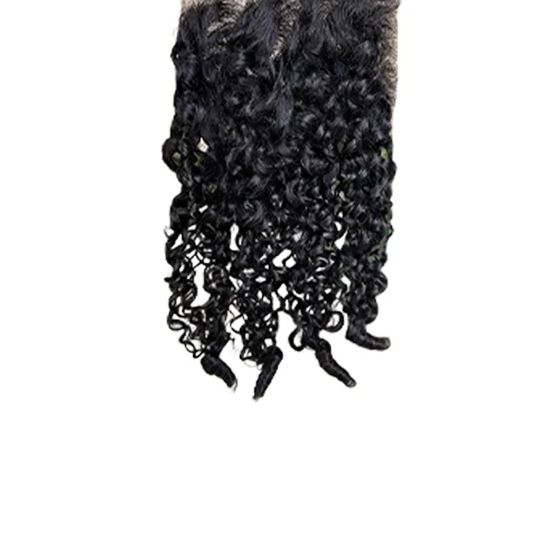 جودة عالية 5x5 الدانتيل إغلاق عابث مجعد Hairbud اللون الطبيعي رقيق الشعر البشري كتلة البرازيلي عذراء ريمي كامل اليد النسيج