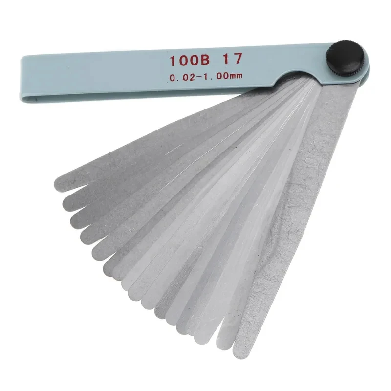 Calibrador de Folgas de Precisão com 17 Lâminas 0.02-1.00mm, Medidor de Folgas Métrico para Ajuste de Válvulas de Motor