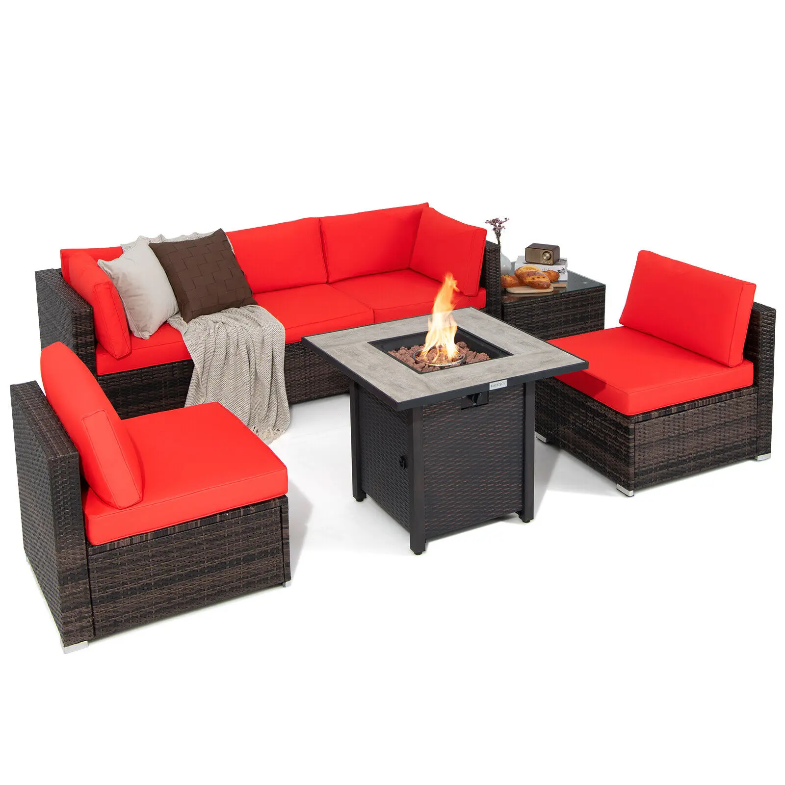 Costway 7PCS Patio Rattan Furniture Set 30