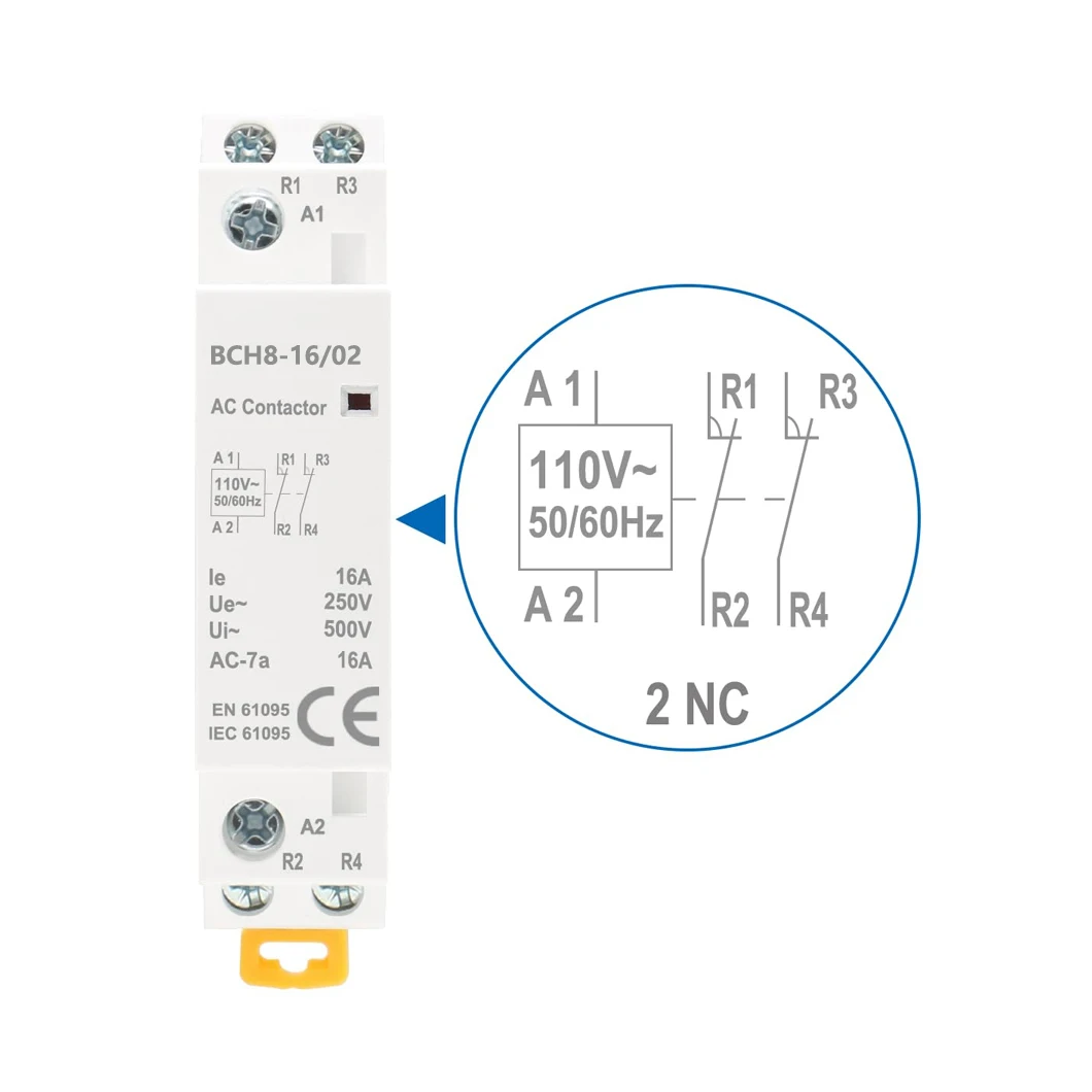 ABILKEEN BCH8-16/02 2NC Function Household AC contactor 2 Pole AC24V/110V/230V Universal Circuit Control Automatic AC Contactor