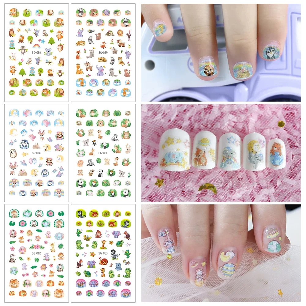 Glitter Nagelstickers Voor Kinderen Schattige Dieren Ontwerp Nail Art Decoratie Nail Wraps Kinderen Diy Nagels Cartoon Stickers Feest