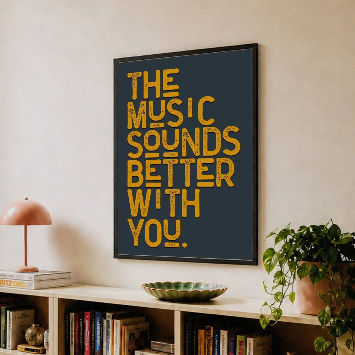 Music Wall Art Print, Song Lyrics Decor Paintings, Retro Poster, Vintage Typography Artwork for Living Room Bedroom Office