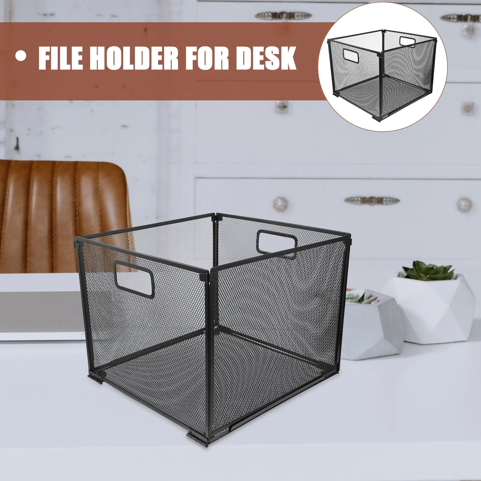 Metal File Holder Desktop Storage Rack Mesh File Organizer for Office School Shelf Basket Desk Organizers and Storage