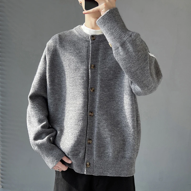 

Japanese Sweatercoat Men O Neck Wool Cardigans Single Breasted Cashmere Sweater Coat Autumn Thick Smart Casual Knitwear Cardigan
