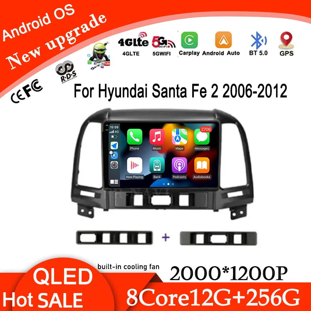 

DSP Android 14 для Hyundai Santa Fe 2 2006-2012 Автомобильный Wi-Fi + 4G Автоматический плеер Радио Мультимедийный видеоплеер Навигация GPS