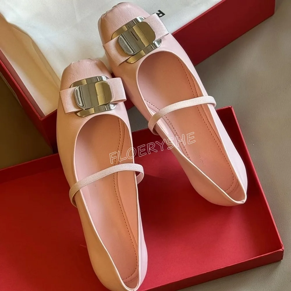 

Pink Flat Ballet Pumps Summer New Arrival Women's Square Toe Party Fashion Ladies Design Sweet Dress Shoes