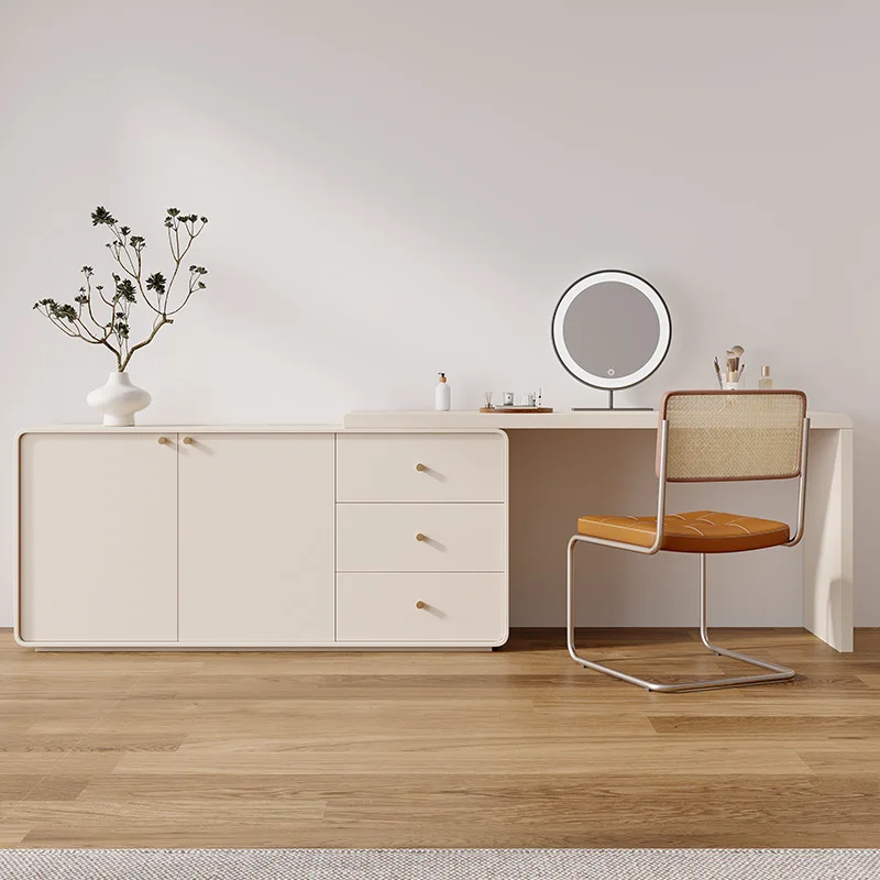 

French cream style dresser chest cabinet integrated bedroom TV cabinet cosmetic table combination bedside storage