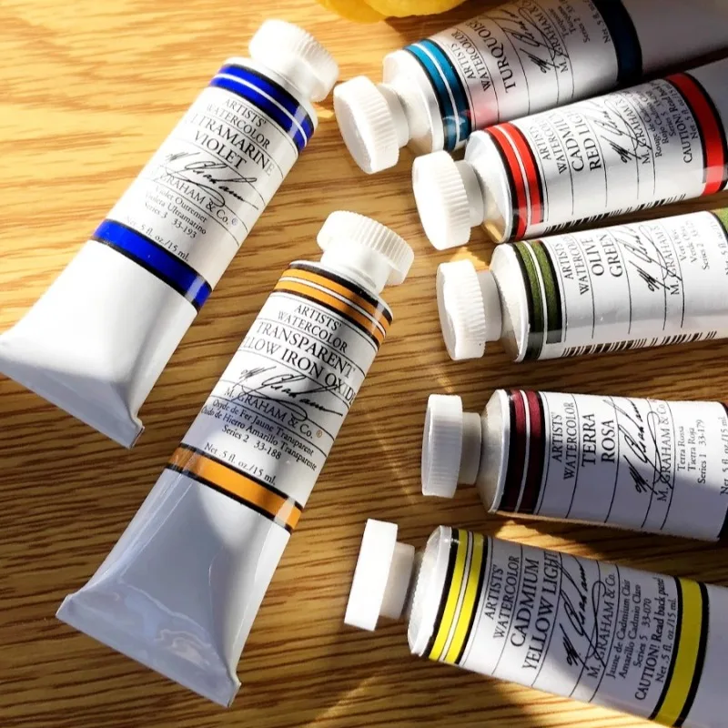 15 مللي/أنبوب أصباغ ألوان مائية أمريكية لوازم فنية للرسم الفني رسوم توضيحية مرسومة يدويًا ألوان مائية للسفر الإبداعي