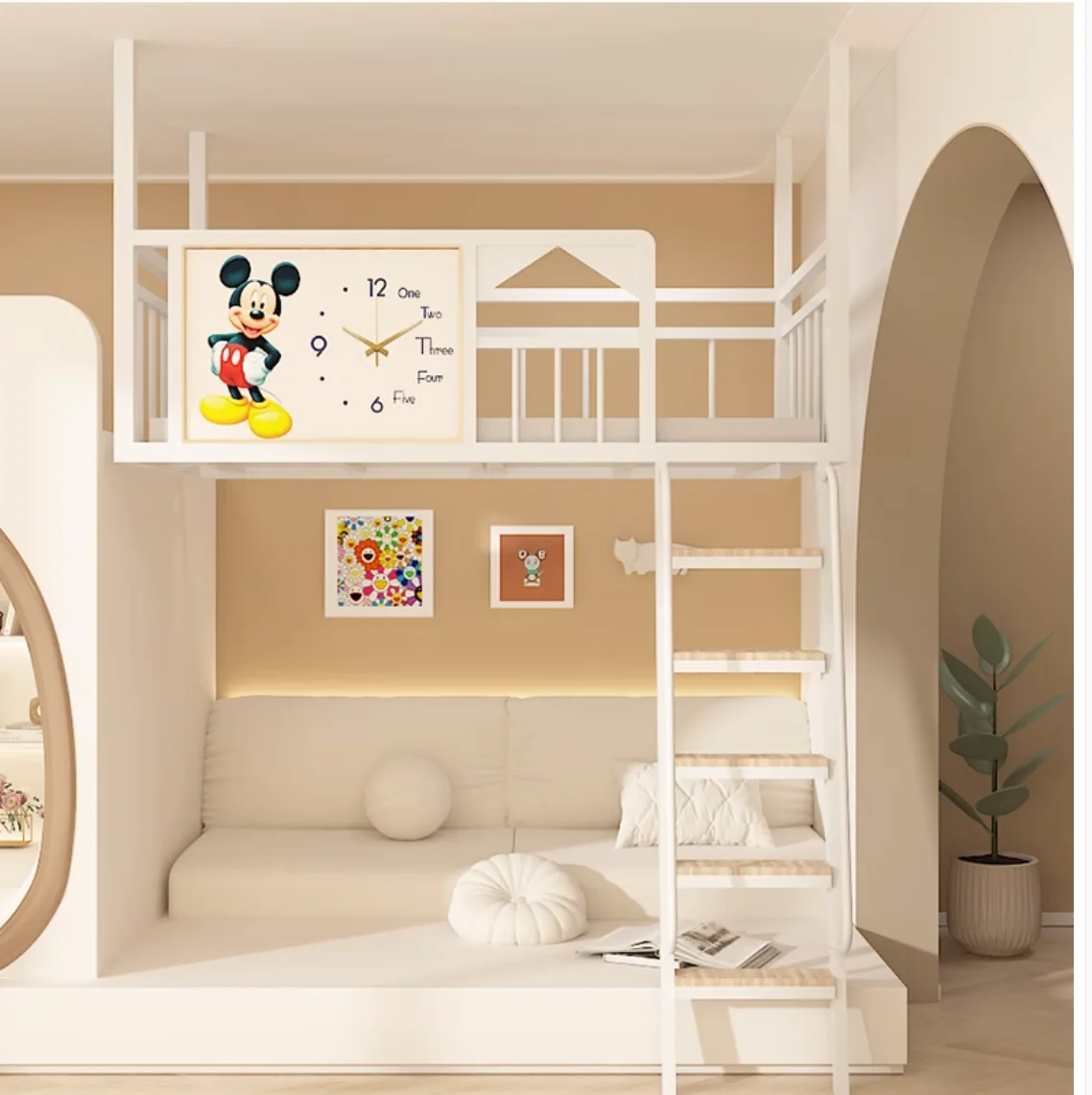 

Iron Art Elevated Bed, Provincial Space, Penthouse, Bed Sheet, Upper Suspended Bed, Small Unit Type, Duplex, Second Floor Hangin