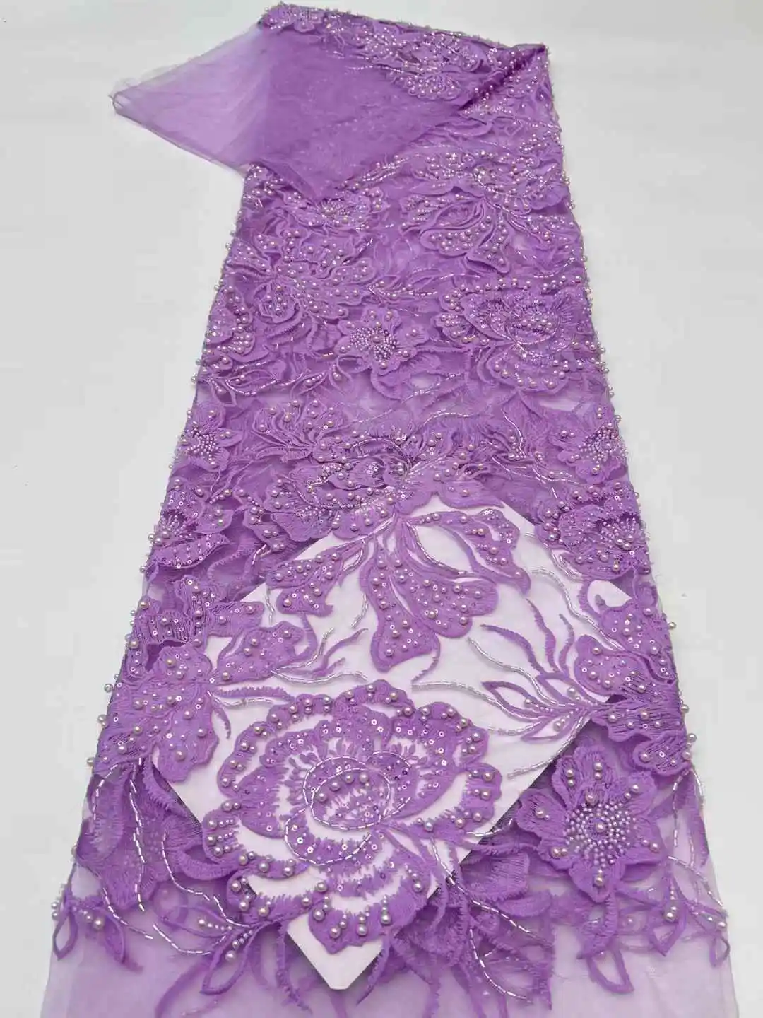 

Latest African Sequins Beads Lace Fabric 2025 High Quality Lace Material French Nigerian Lace Fabrics For Women Party