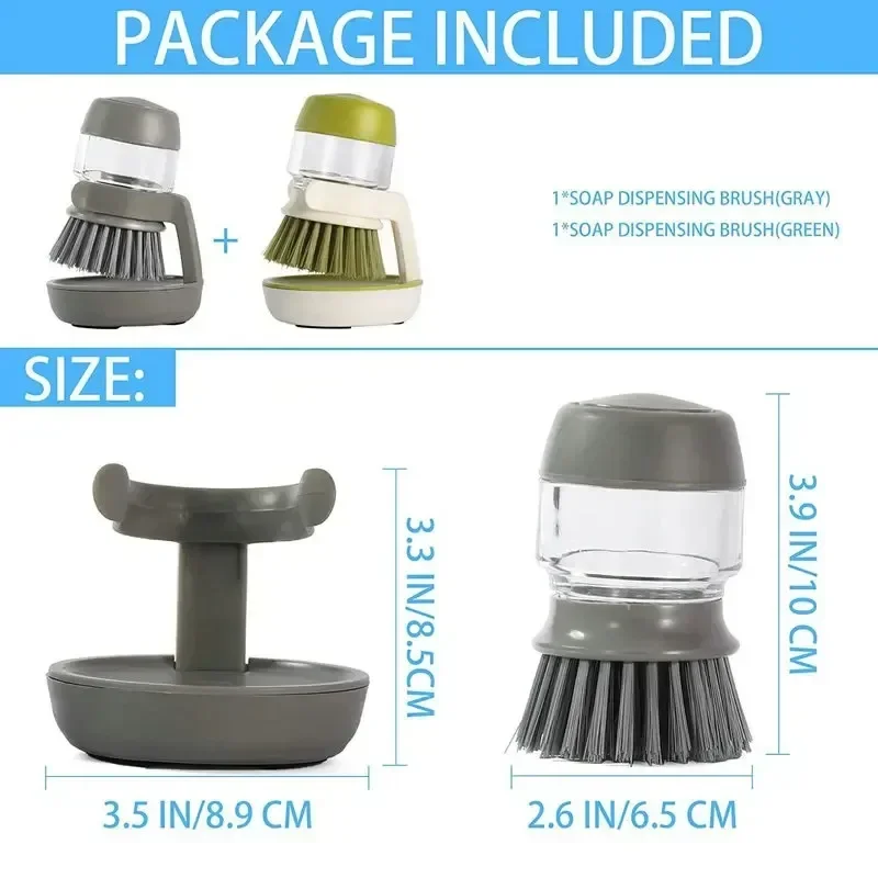 Pot Brush Push-type Soap Dispenser Kitchen Supplies Stove Cleaning Brush Household Hand-friendly Hard Bristle Brush Pot Brush