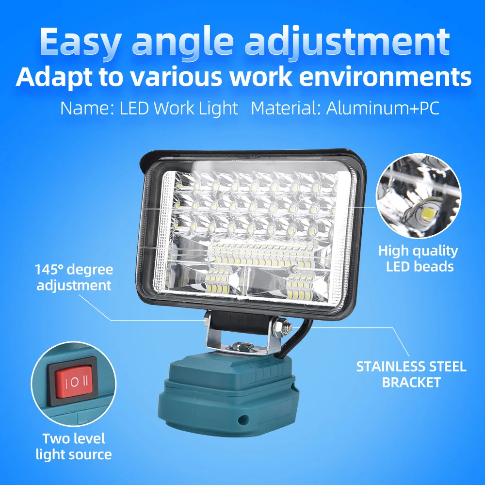 For Makita 18V Li-ion Battery LED Work Light 4/6/8inch Flashlight Portable Emergency Flood Lamp Camping lamp