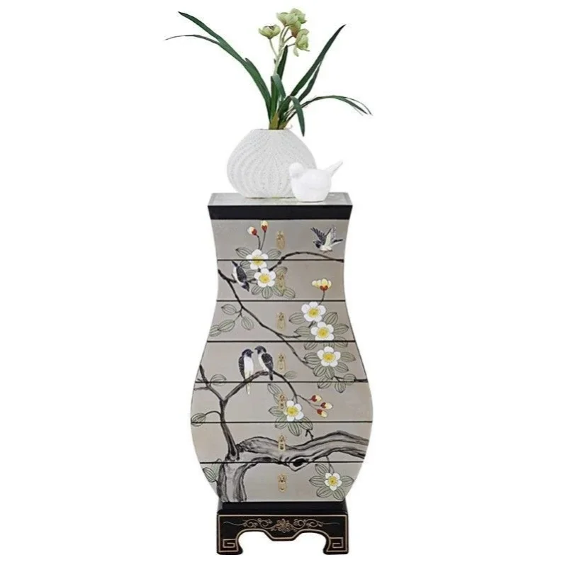 New Chinese chest living room, painted art side cabinet study, solid wood drawer type storage multi-layer vertical cabinet