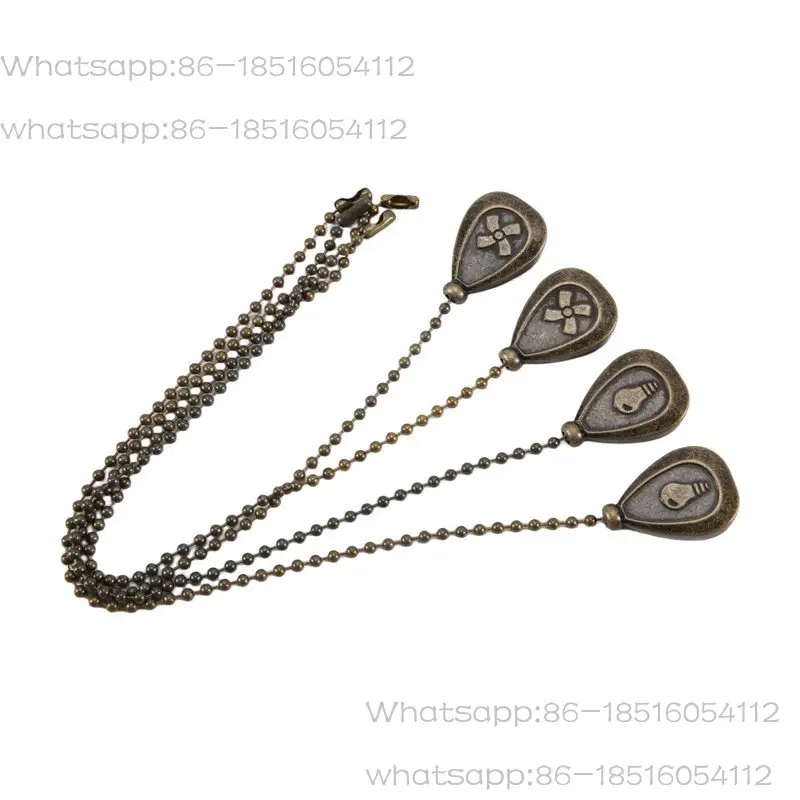 4 Pack Bronzed Ceiling Fan Pull Chain Extension, Classic Drop Shaped Pendant Pull Chains for Ceiling Fans and Lights