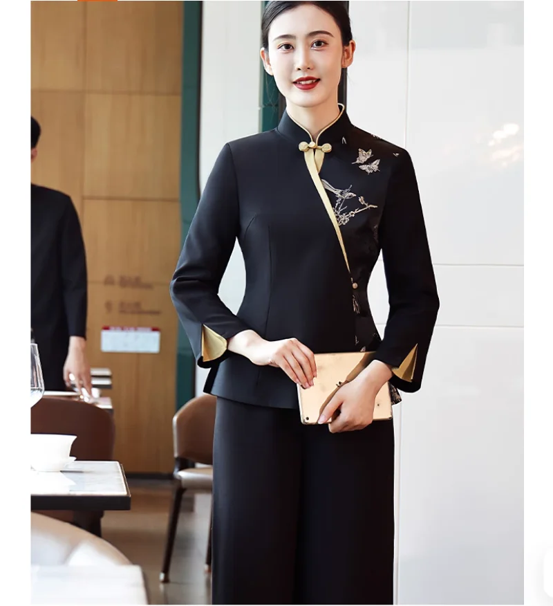 

Autumn and winter long sleeved work clothes for waiters, star rated hotel image work clothes