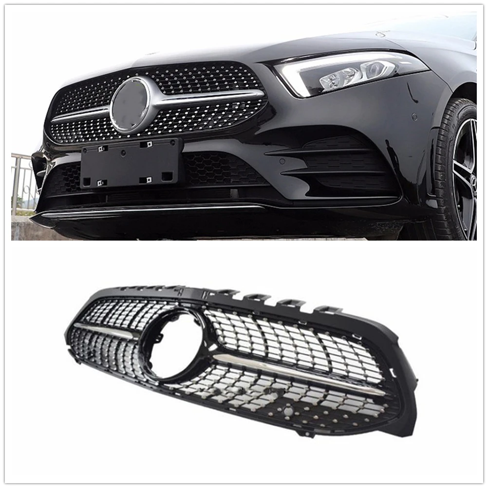 

New！ Front Grille For Mercedes Benz W177 V177 A Class 2019-2022 A180 A200 A250 A35 A45 Racing Grill Black Upper Bumper Hood Mesh