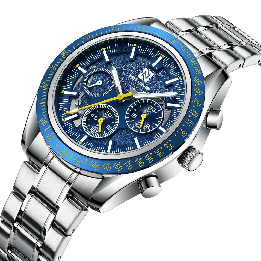 

44.5mm Men Luxury Watch Leather strap Wristwatch install Quartz Movement 3ATM Diving Men's Wristwatch
